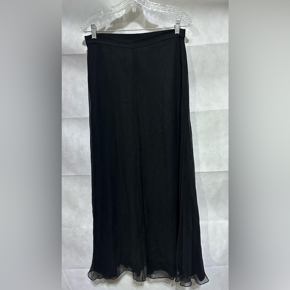 St. John Evening By Marie Gray Silk Ruffle Wide Leg Palazzo Pant Black Sz 6 READ